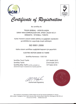 ISO 9001 Kalite Belgesi